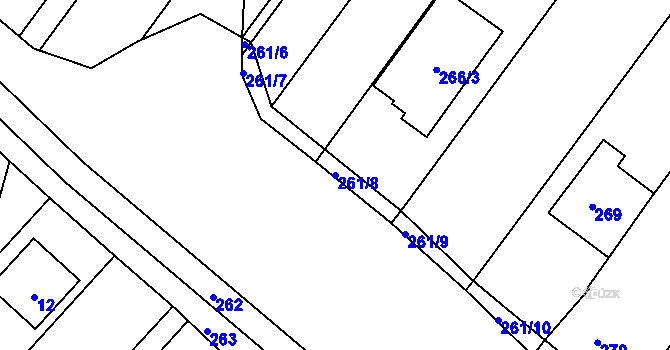 Parcela st. 261/8 v KÚ Josefov u Hodonína, Katastrální mapa