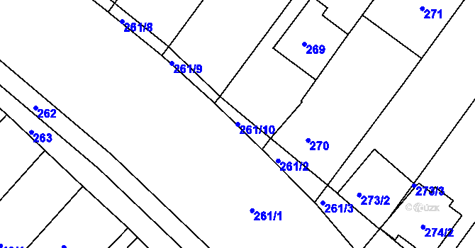 Parcela st. 261/10 v KÚ Josefov u Hodonína, Katastrální mapa