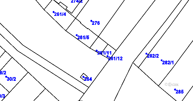 Parcela st. 261/11 v KÚ Josefov u Hodonína, Katastrální mapa