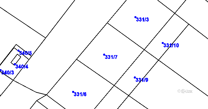 Parcela st. 331/7 v KÚ Josefov u Hodonína, Katastrální mapa
