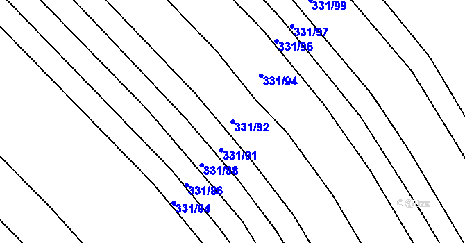 Parcela st. 331/92 v KÚ Josefov u Hodonína, Katastrální mapa