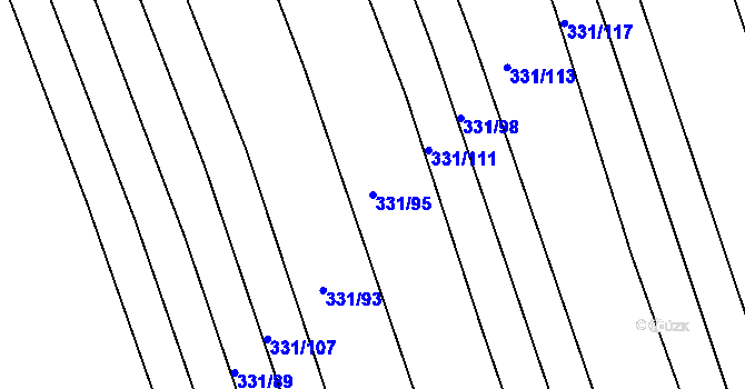 Parcela st. 331/95 v KÚ Josefov u Hodonína, Katastrální mapa