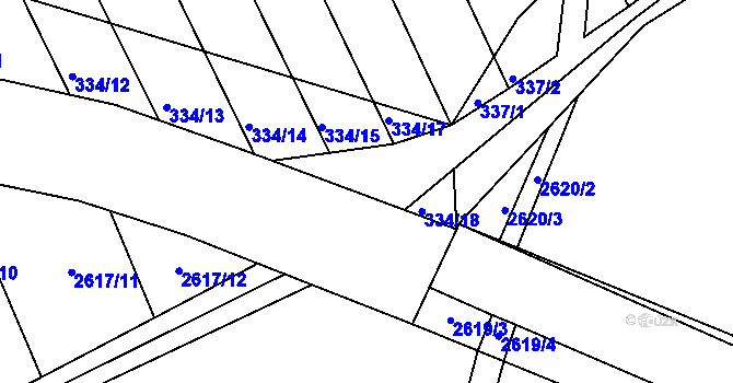 Parcela st. 334/16 v KÚ Josefov u Hodonína, Katastrální mapa