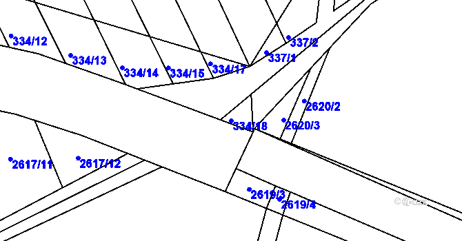 Parcela st. 334/18 v KÚ Josefov u Hodonína, Katastrální mapa