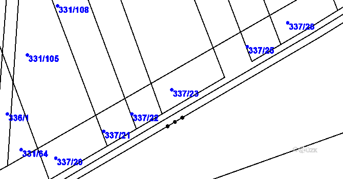 Parcela st. 337/23 v KÚ Josefov u Hodonína, Katastrální mapa