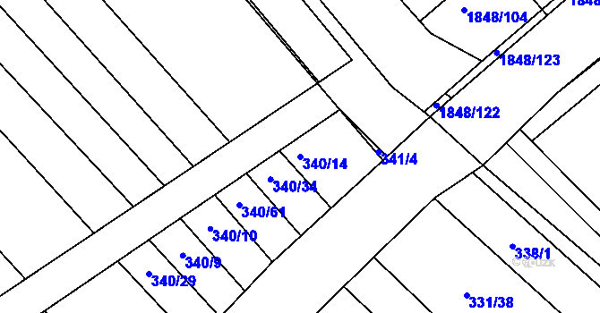 Parcela st. 340/14 v KÚ Josefov u Hodonína, Katastrální mapa
