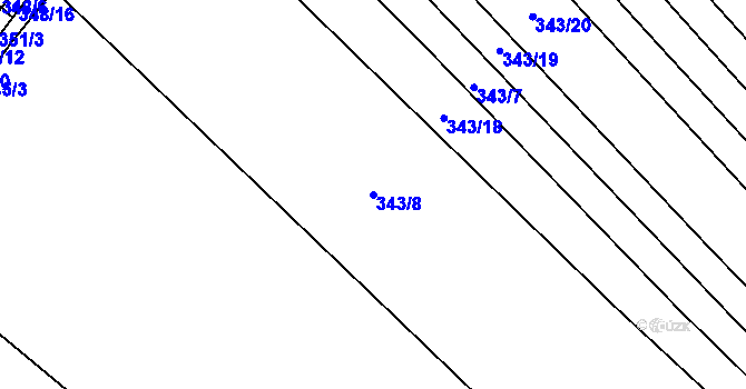 Parcela st. 343/8 v KÚ Josefov u Hodonína, Katastrální mapa