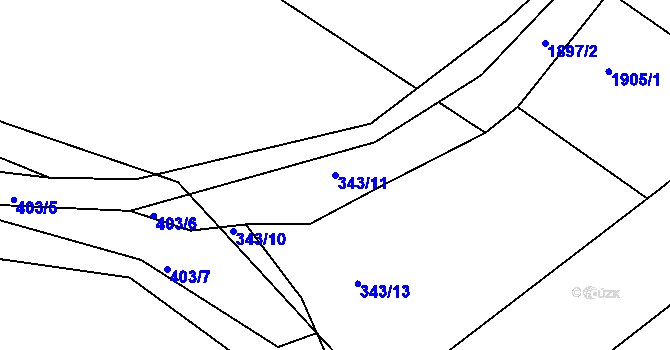 Parcela st. 343/11 v KÚ Josefov u Hodonína, Katastrální mapa