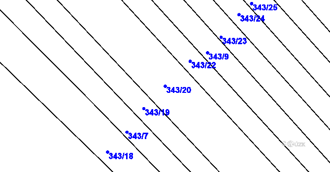 Parcela st. 343/20 v KÚ Josefov u Hodonína, Katastrální mapa