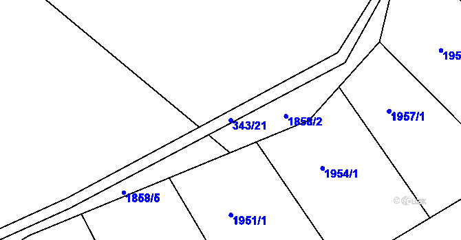 Parcela st. 343/21 v KÚ Josefov u Hodonína, Katastrální mapa
