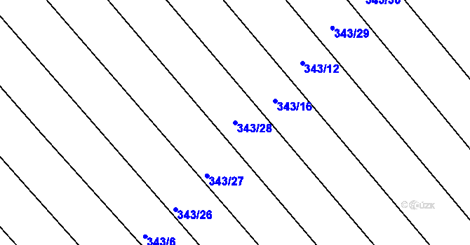 Parcela st. 343/28 v KÚ Josefov u Hodonína, Katastrální mapa