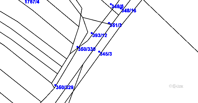 Parcela st. 345/3 v KÚ Josefov u Hodonína, Katastrální mapa