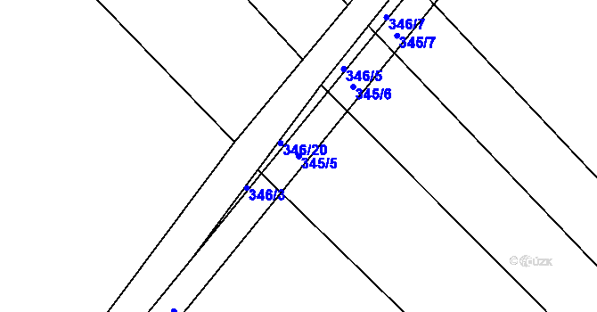 Parcela st. 345/5 v KÚ Josefov u Hodonína, Katastrální mapa