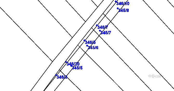 Parcela st. 345/6 v KÚ Josefov u Hodonína, Katastrální mapa