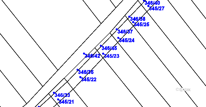 Parcela st. 345/23 v KÚ Josefov u Hodonína, Katastrální mapa