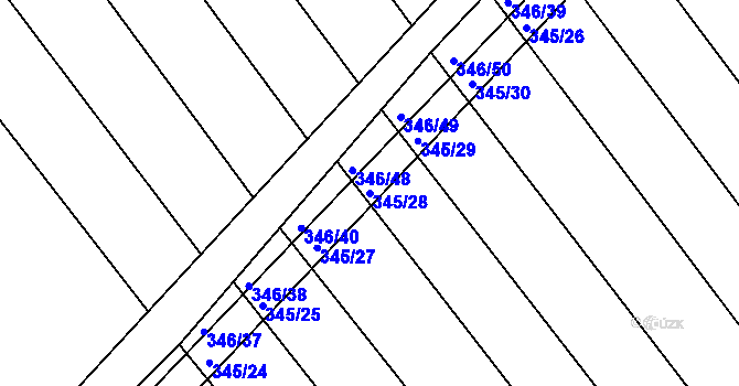 Parcela st. 345/28 v KÚ Josefov u Hodonína, Katastrální mapa