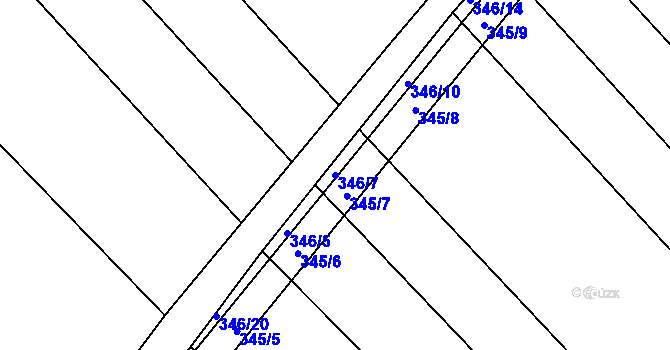 Parcela st. 346/7 v KÚ Josefov u Hodonína, Katastrální mapa