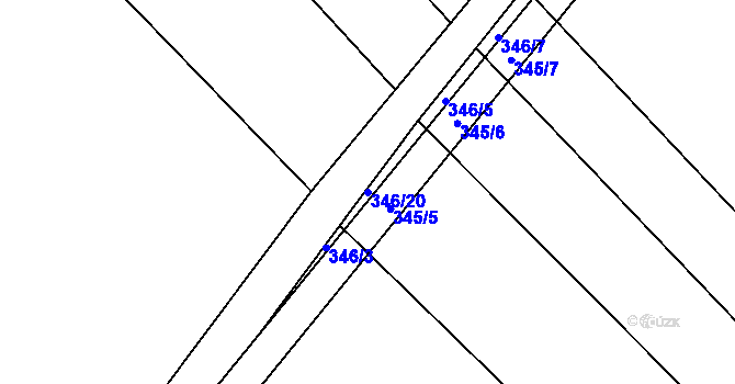 Parcela st. 346/20 v KÚ Josefov u Hodonína, Katastrální mapa