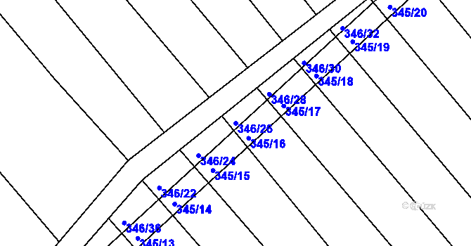 Parcela st. 346/26 v KÚ Josefov u Hodonína, Katastrální mapa