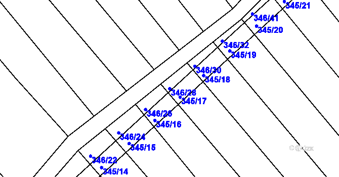 Parcela st. 346/28 v KÚ Josefov u Hodonína, Katastrální mapa