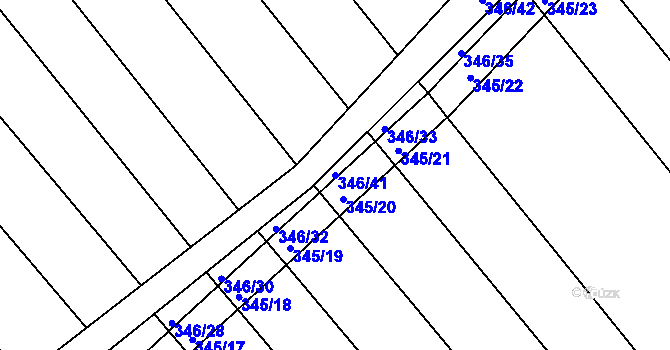 Parcela st. 346/41 v KÚ Josefov u Hodonína, Katastrální mapa