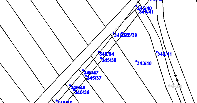 Parcela st. 346/54 v KÚ Josefov u Hodonína, Katastrální mapa