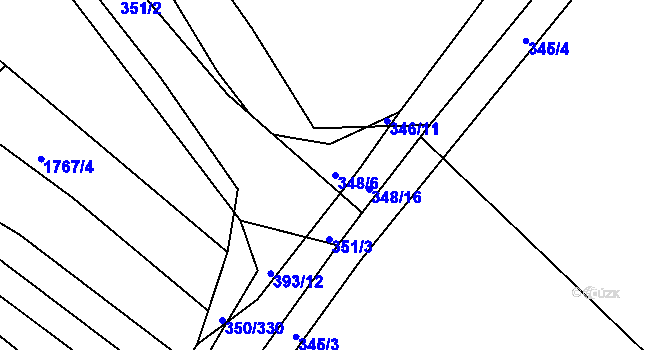 Parcela st. 348/6 v KÚ Josefov u Hodonína, Katastrální mapa