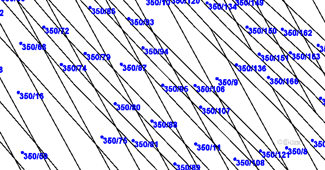 Parcela st. 350/95 v KÚ Josefov u Hodonína, Katastrální mapa