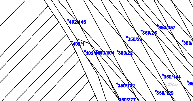 Parcela st. 350/101 v KÚ Josefov u Hodonína, Katastrální mapa