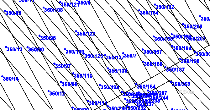 Parcela st. 350/137 v KÚ Josefov u Hodonína, Katastrální mapa