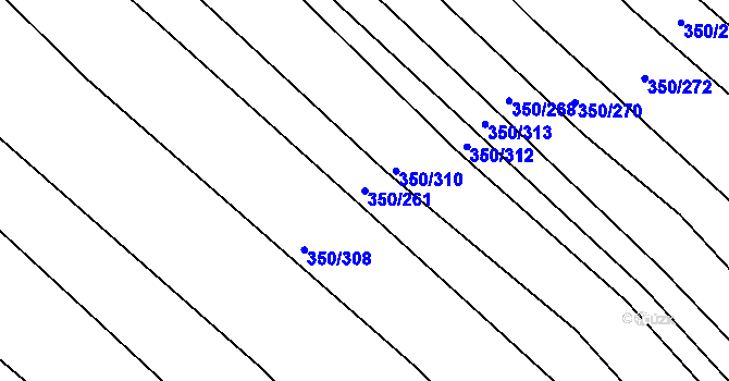 Parcela st. 350/261 v KÚ Josefov u Hodonína, Katastrální mapa