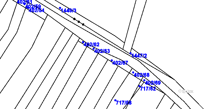 Parcela st. 402/64 v KÚ Josefov u Hodonína, Katastrální mapa