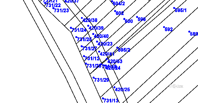 Parcela st. 420/41 v KÚ Josefov u Hodonína, Katastrální mapa