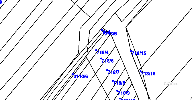 Parcela st. 718/4 v KÚ Josefov u Hodonína, Katastrální mapa