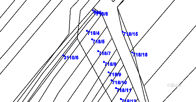 Parcela st. 718/7 v KÚ Josefov u Hodonína, Katastrální mapa