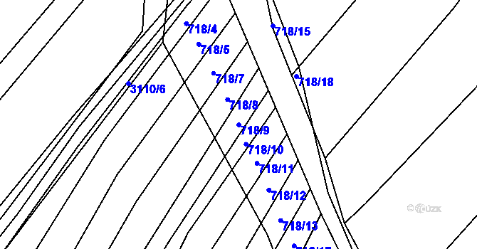 Parcela st. 718/9 v KÚ Josefov u Hodonína, Katastrální mapa
