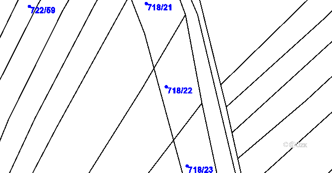 Parcela st. 718/22 v KÚ Josefov u Hodonína, Katastrální mapa
