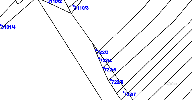 Parcela st. 722/3 v KÚ Josefov u Hodonína, Katastrální mapa