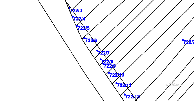Parcela st. 722/7 v KÚ Josefov u Hodonína, Katastrální mapa