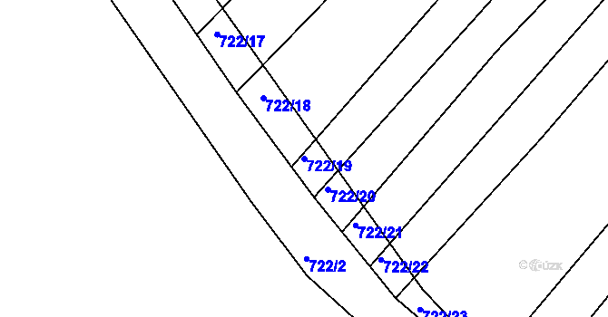 Parcela st. 722/19 v KÚ Josefov u Hodonína, Katastrální mapa