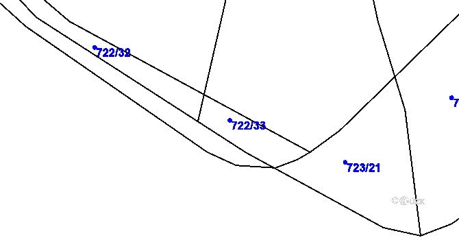Parcela st. 722/33 v KÚ Josefov u Hodonína, Katastrální mapa