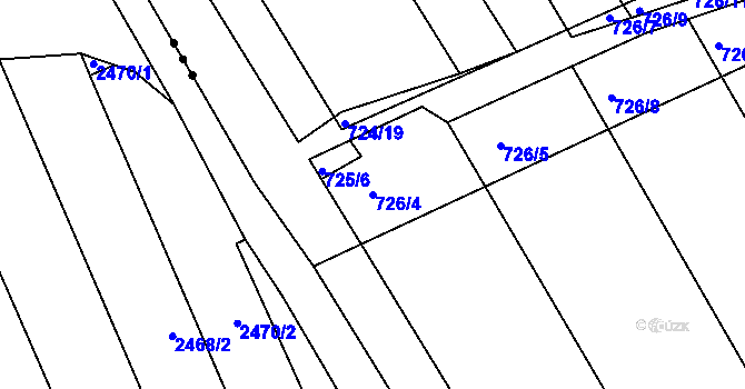 Parcela st. 726/4 v KÚ Josefov u Hodonína, Katastrální mapa