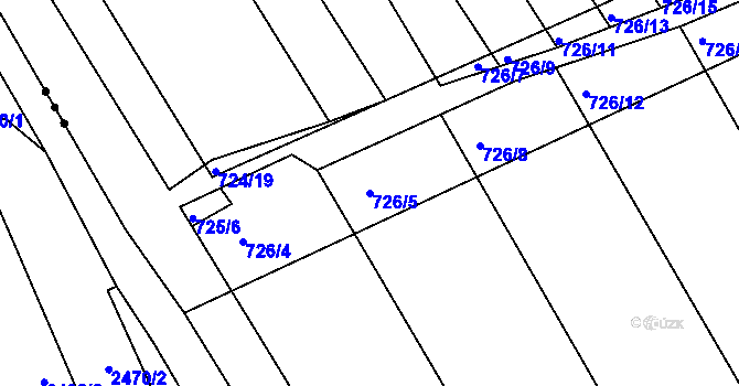 Parcela st. 726/5 v KÚ Josefov u Hodonína, Katastrální mapa
