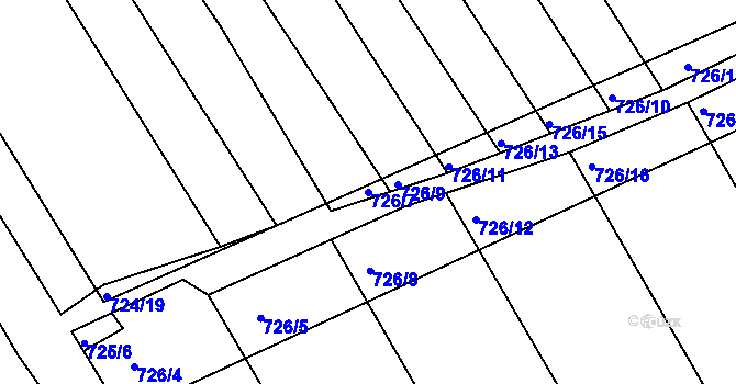 Parcela st. 726/7 v KÚ Josefov u Hodonína, Katastrální mapa