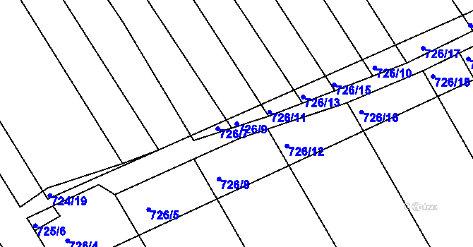 Parcela st. 726/9 v KÚ Josefov u Hodonína, Katastrální mapa