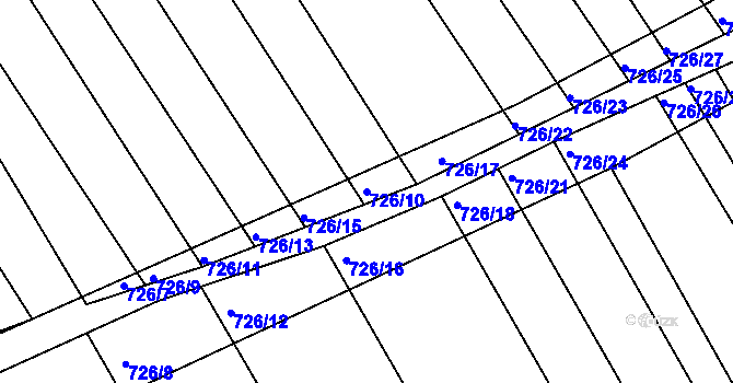 Parcela st. 726/10 v KÚ Josefov u Hodonína, Katastrální mapa