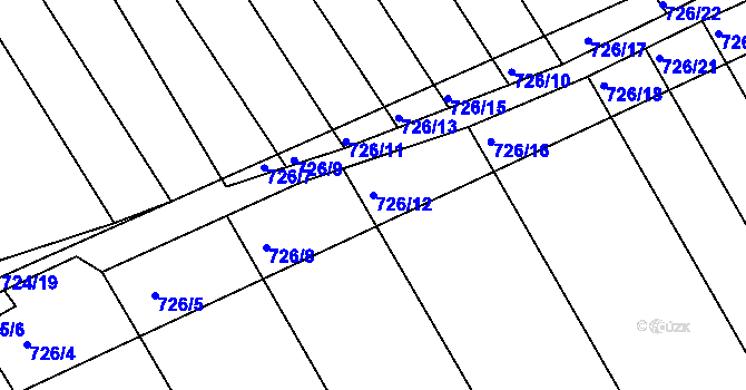 Parcela st. 726/12 v KÚ Josefov u Hodonína, Katastrální mapa