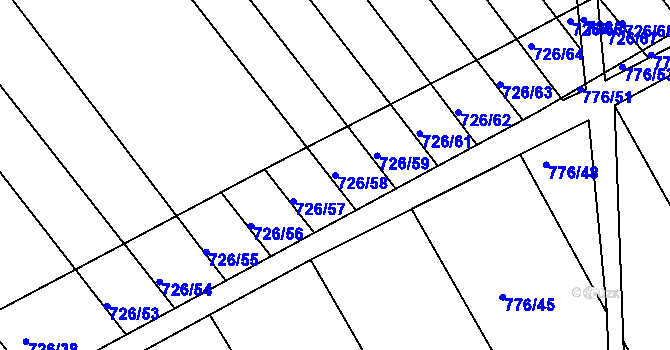 Parcela st. 726/58 v KÚ Josefov u Hodonína, Katastrální mapa