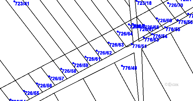 Parcela st. 726/62 v KÚ Josefov u Hodonína, Katastrální mapa