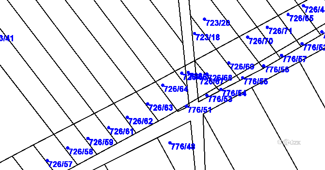 Parcela st. 726/64 v KÚ Josefov u Hodonína, Katastrální mapa